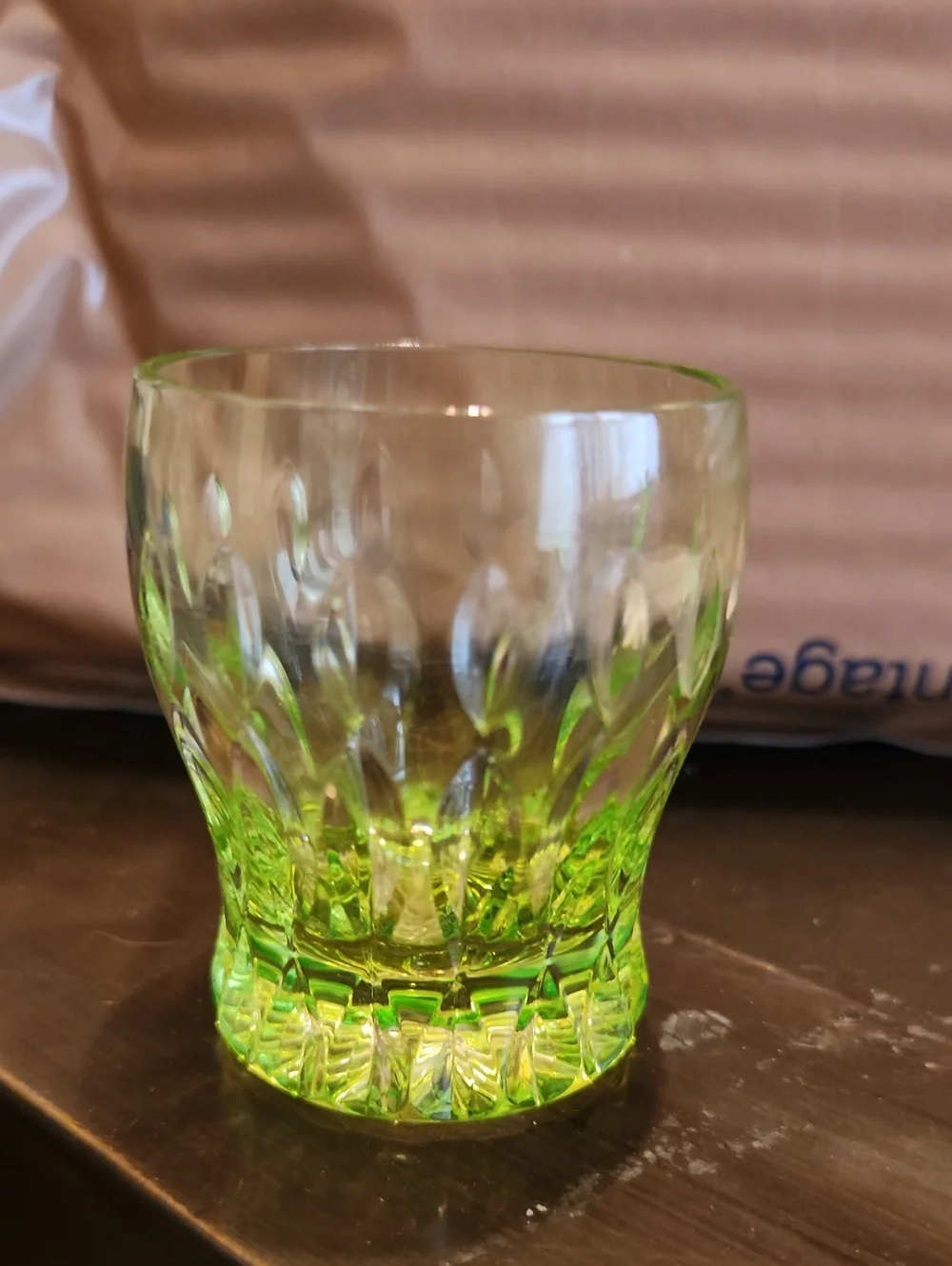 Faberge' -Na Zdorovye Light Green Shot Glass . Crystal!